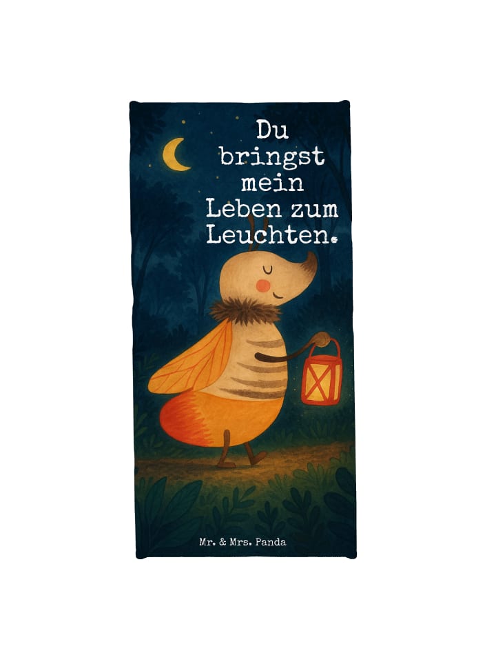 Saunahandtuch Glühwürmchen Design mit Spruch in Gelb Pastell