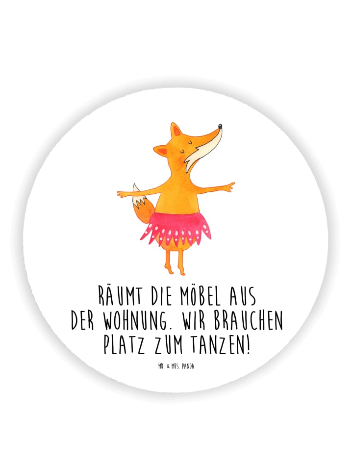 Magnet Fuchs Ballerina mit Spruch in Weiß