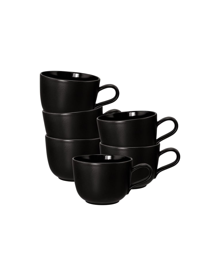 6er Set Kaffeetassen Liberty Velvet Black in Schwarz 260 ml