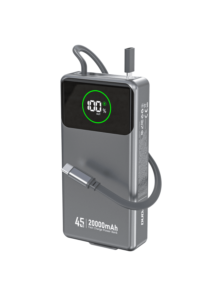 K31 Pro 20000mAh 45W Powerbank mit Kabel Grau
