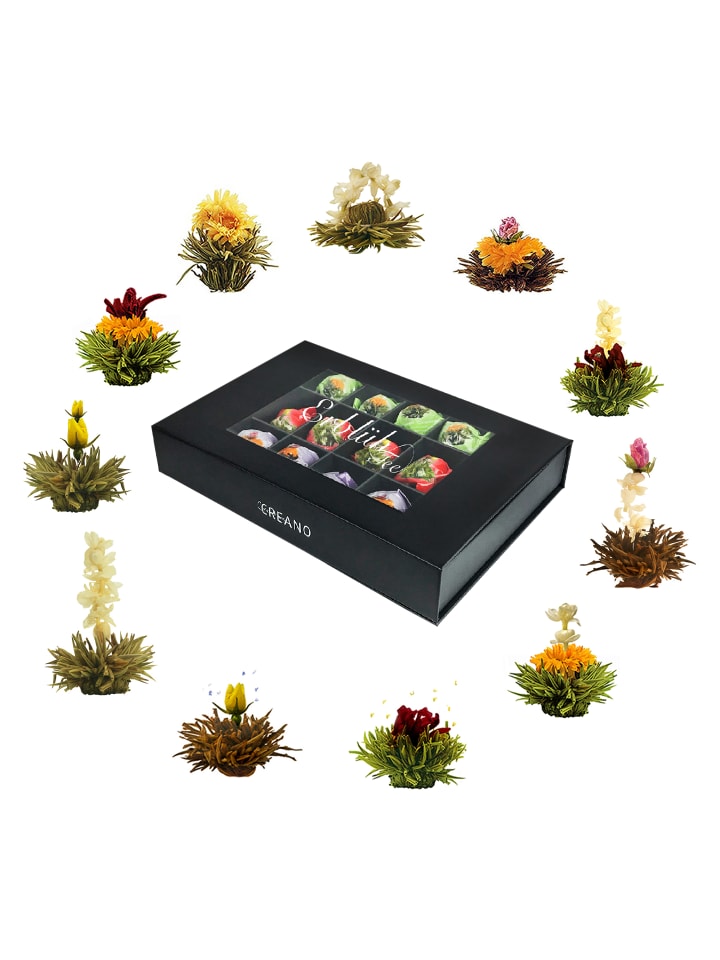 MIXED 18er Magnetbox Teeblumen Grüner/Weißer/Schwarzer Tee