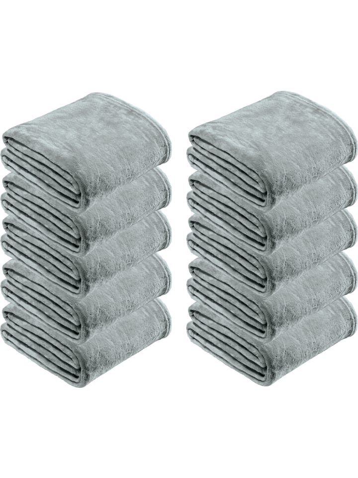Fleece, Microfaser Wohndecke 10er-Pack in hellgrau