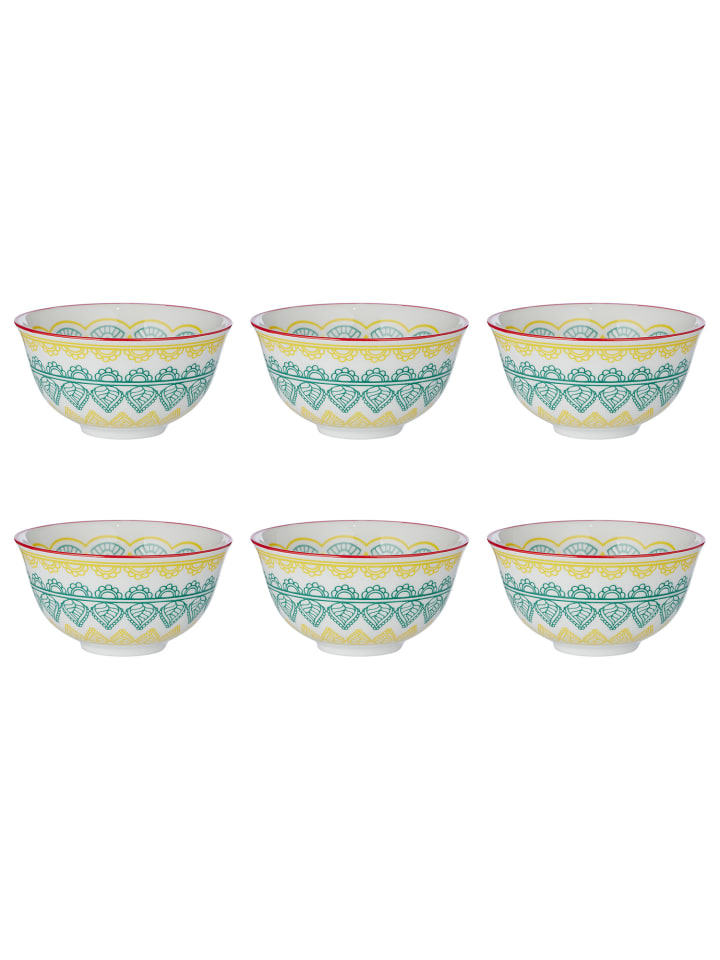 Butlers Schale ORNAMENTS 6er-Set in Grün / Gelb