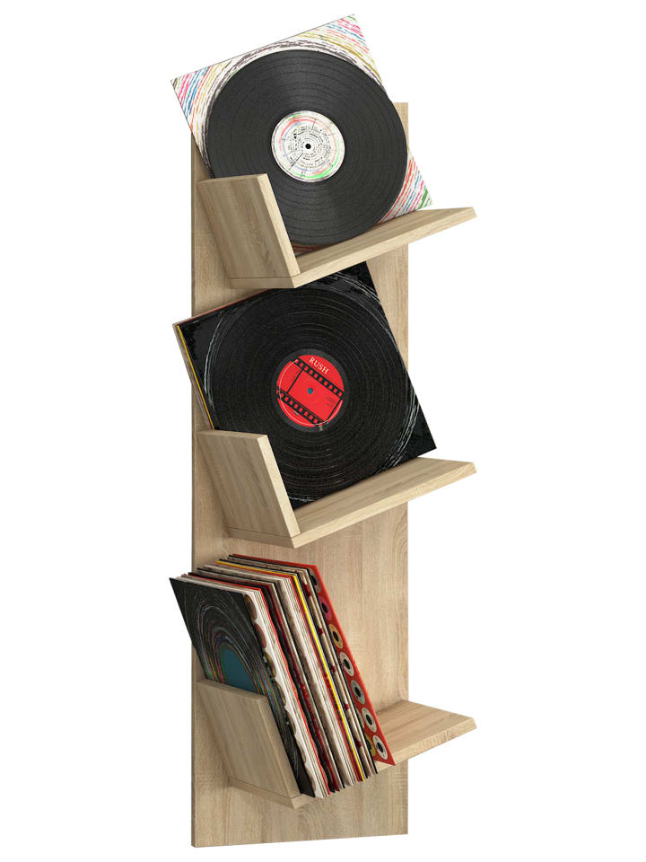 Holz Bücher Schallplatten LP Hänge Wandregal Sulda in Sonoma-Eiche (Sägerau)