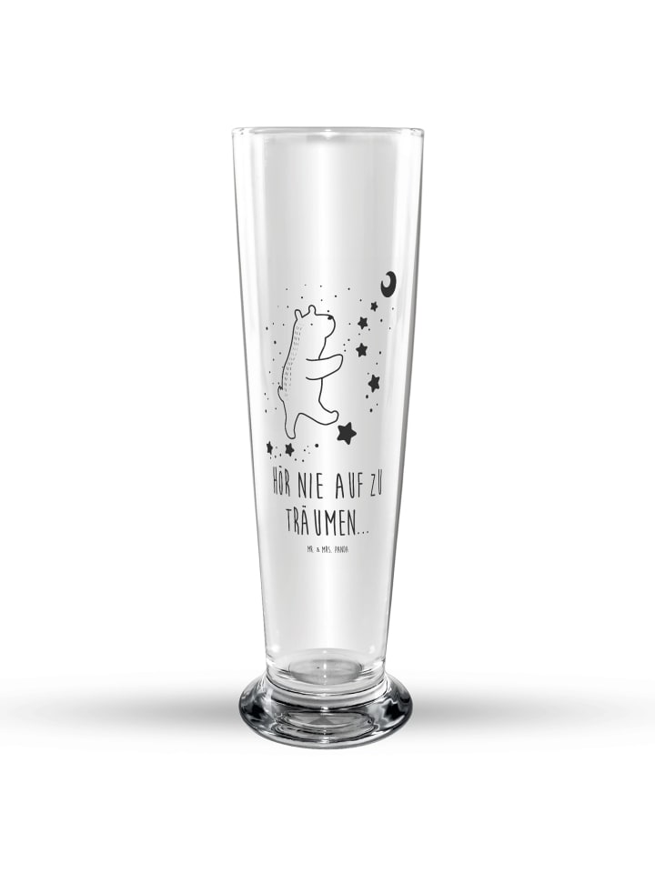 Bierglas Bär Träume mit Spruch in Transparent