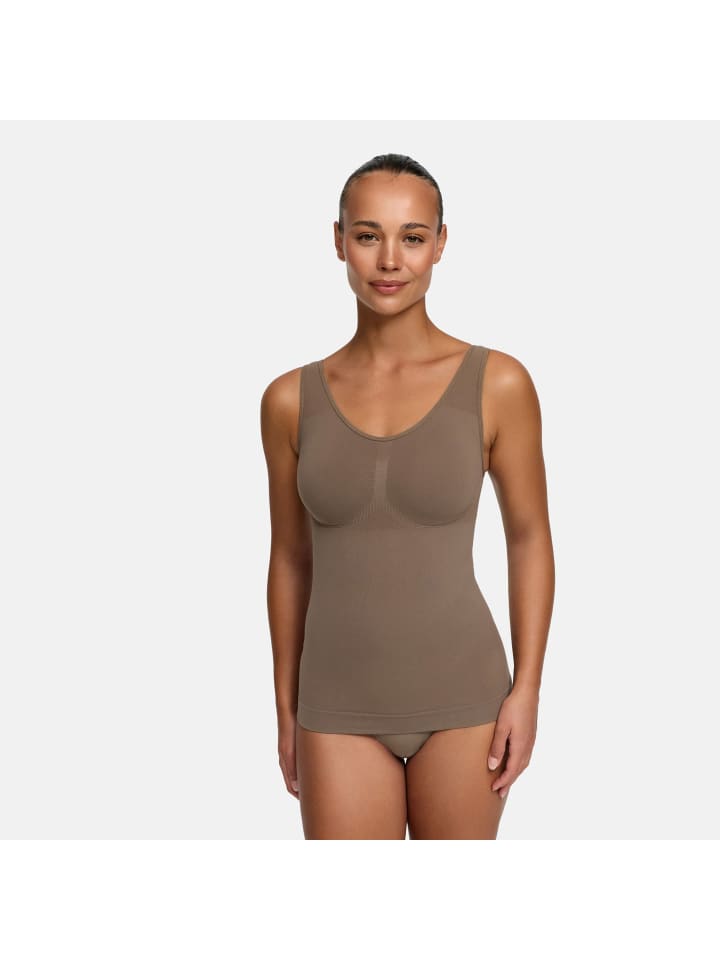 Figurformendes Unterhemd in Taupe