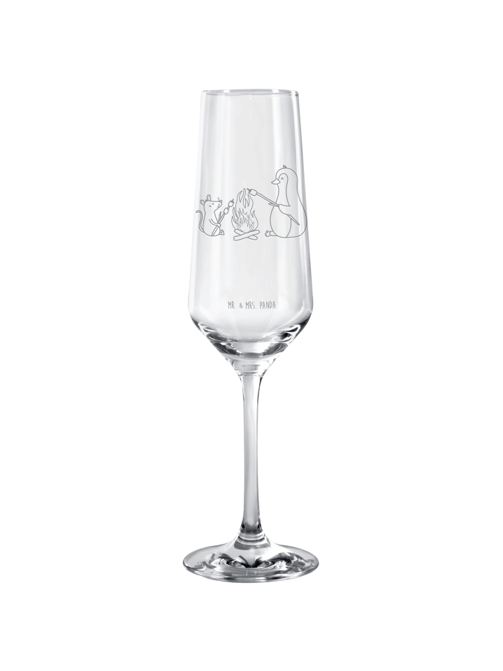 Champagnerglas Pinguin Lagerfeuer ohne Spruch in Transparent