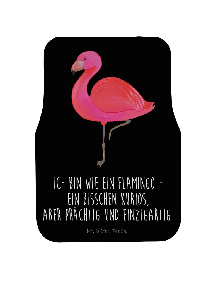 Fußmatte Auto Flamingo Classic mit Spruch in Schwarz