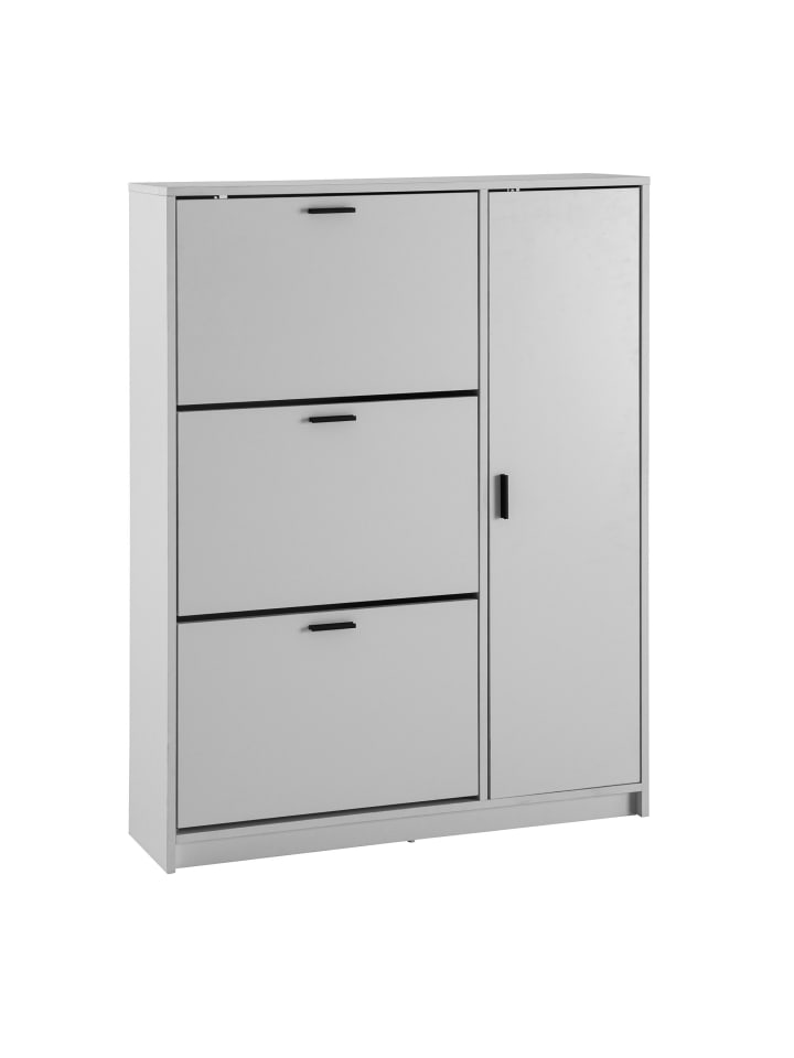 Schuhschrank in Weiß / MDF / 90x24x120