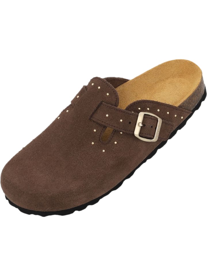 Pantoletten Kiel Glint Premium Leather in Dunkelbraun
