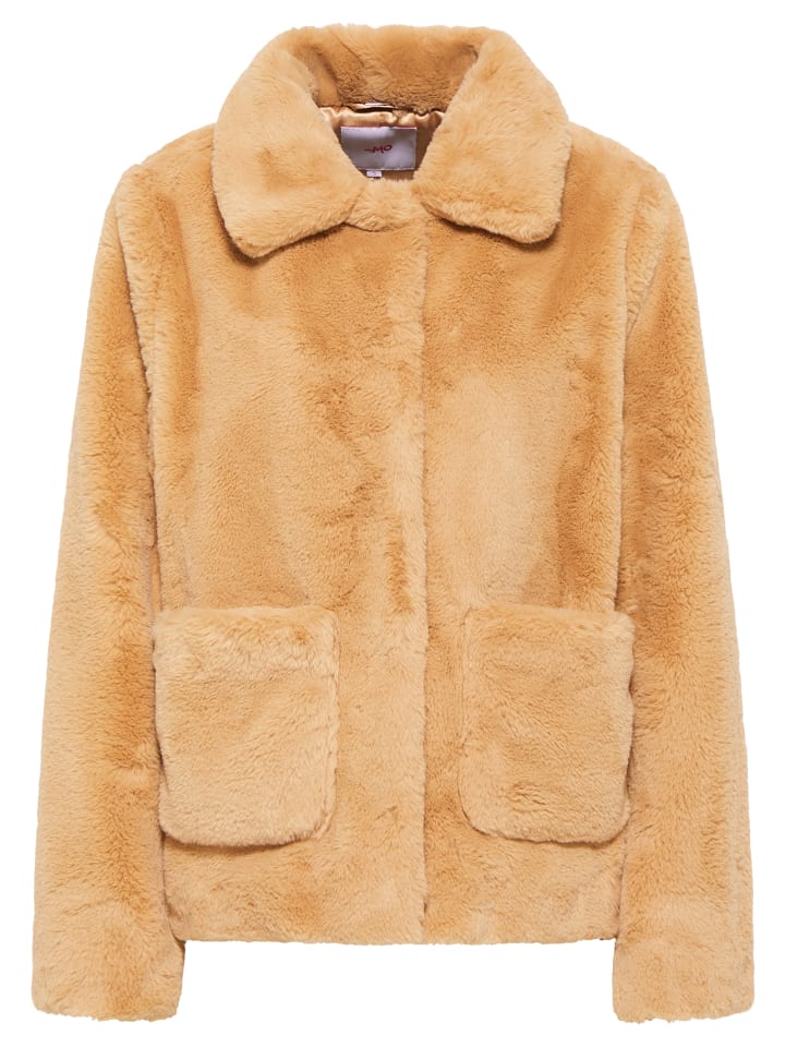 Damen Jacke Aus Kunstfell in Kamel