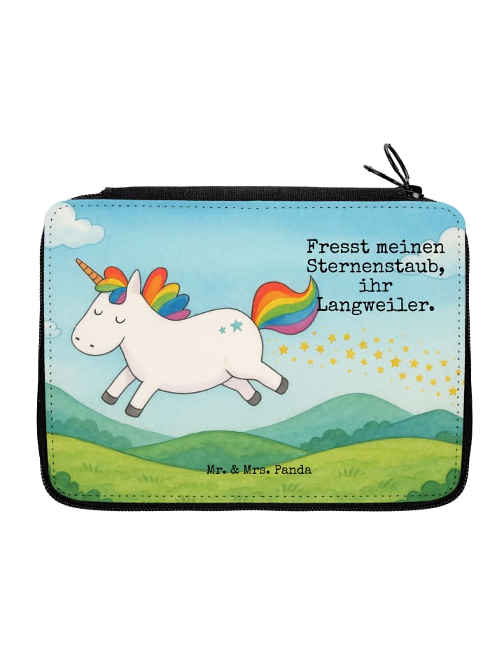Menschretui Einhorn Happy Design mit Spruch in Weiß