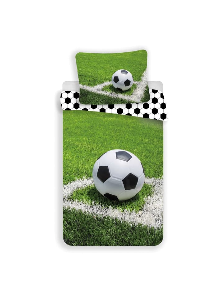 Football Baumwolle Bettwäsche – Bettbezug 140x200 cm & Kissenbezug in Grün