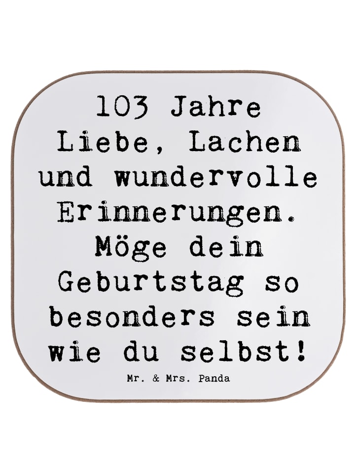 Coaster Spruch 103. Geburtstag mit Spruch in Weiß