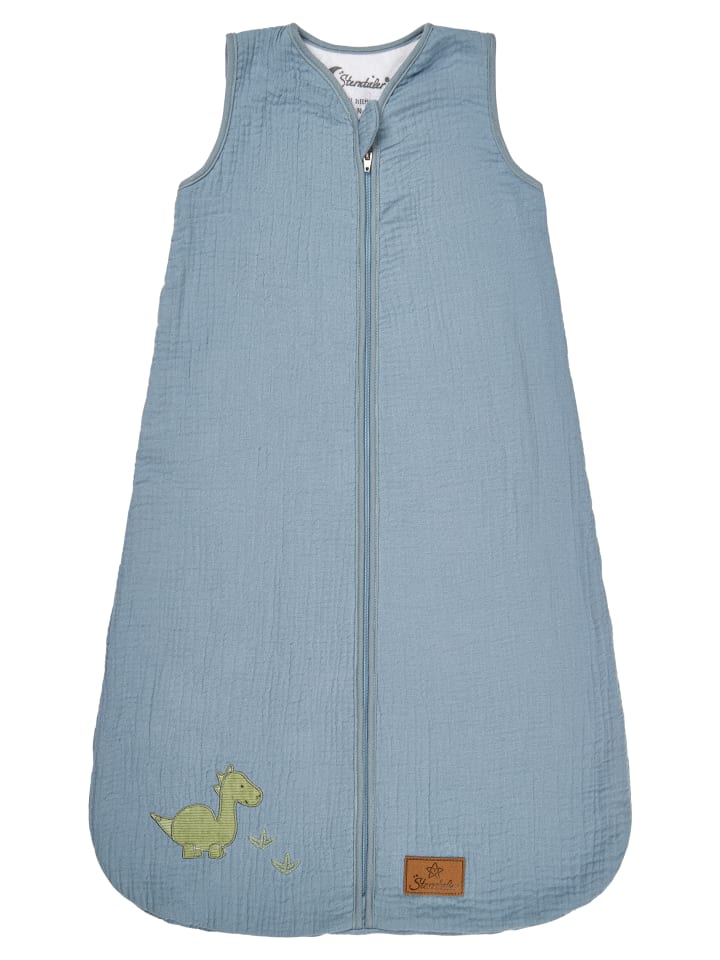 Musselin-Schlafsack 110cm DINO Rexi in helles blau