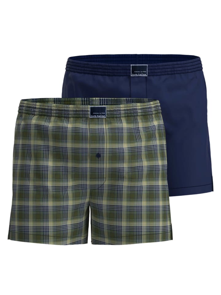 Web-Boxershorts 2er Pack in Dunkelgrün/Dunkelblau