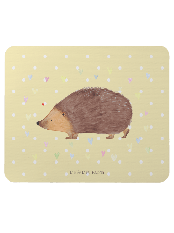 Mouse Pad Igel Herzen ohne Spruch in Gelb Pastell