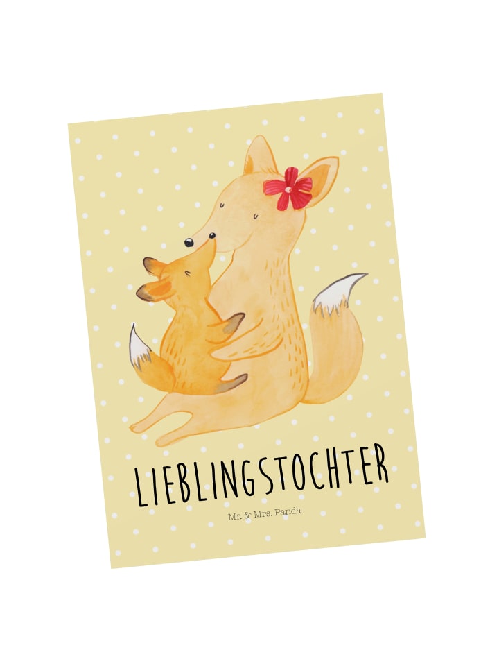 Postkarte Fuchs Mama mit Spruch in Gelb Pastell