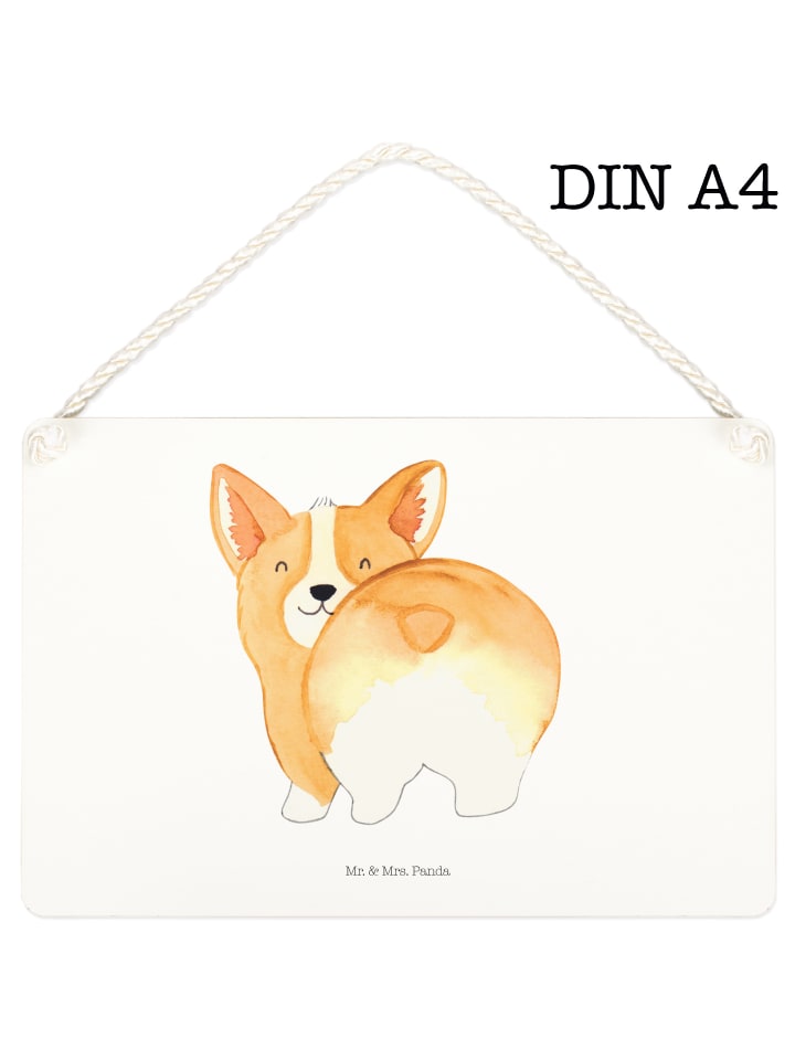 Schild Corgi Po ohne Spruch in Weiß