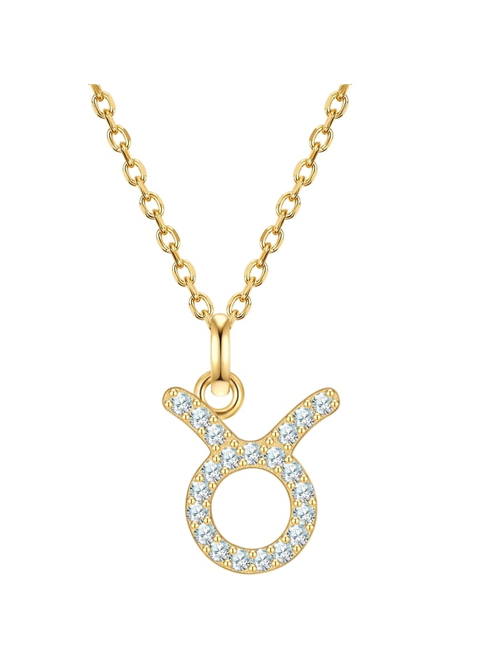 Kette Sternzeichen Stier aus Sterling Silber mit Zirkonia in gelbgold