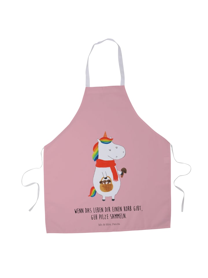 Grillschürze Einhorn Pilz mit Spruch in Rot Pastell