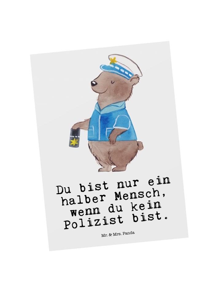 Postkarte Polizist Herz mit Spruch in Weiß