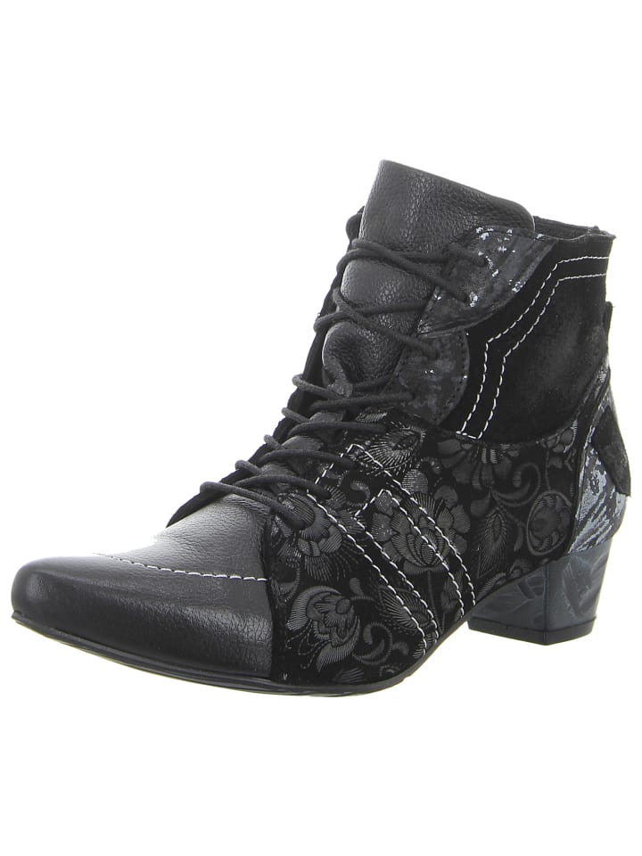 Schnürstiefelette in schwarz