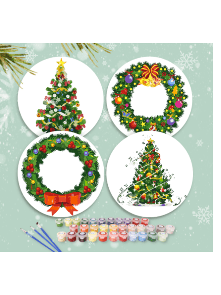 
PVC-Tischset Malen nach Zahlen 4er Set-"Baum & Kranz" 20cm