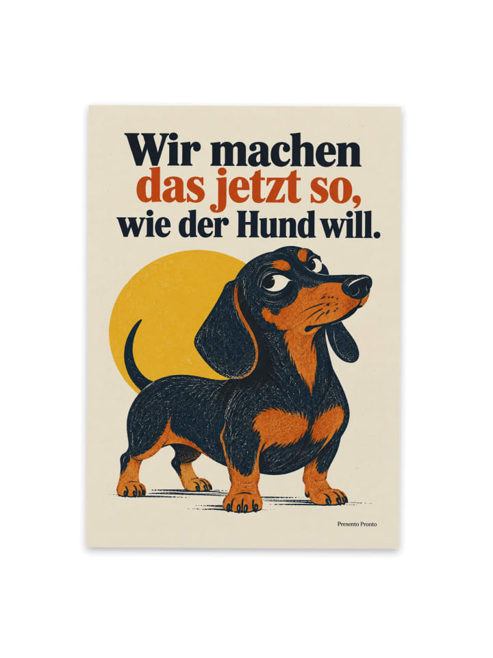 Bildkarte Dackel humorvoll Design mit Spruch in Weiß