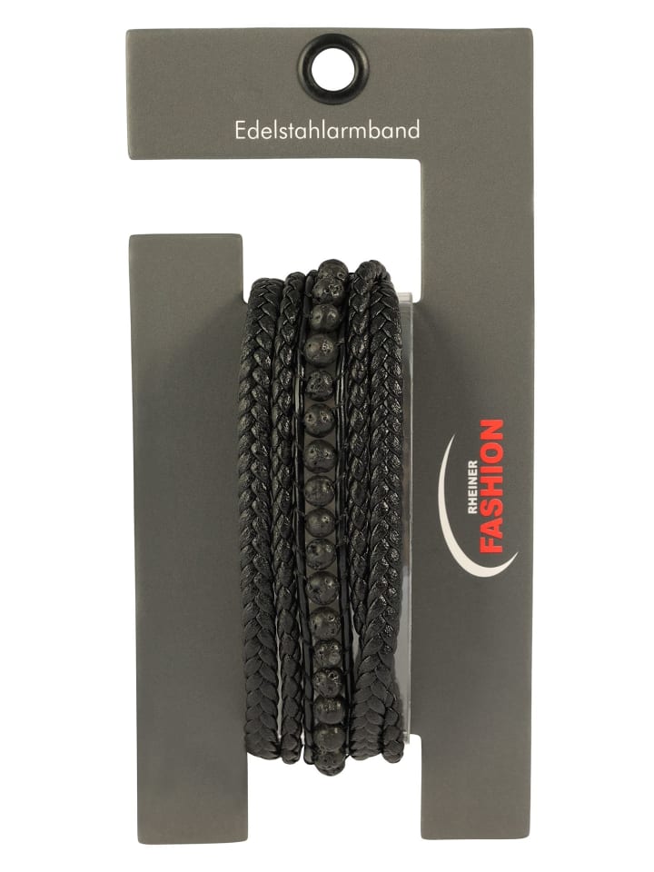Herren Armband – Lederarmband aus Leder 23 cm in schwarz