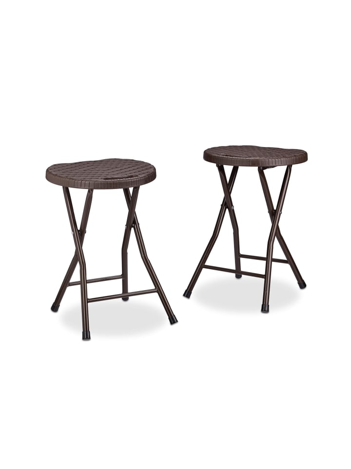 2x Klapphocker in Braun - (B)32,5 x (H)45 x (T)29 cm
