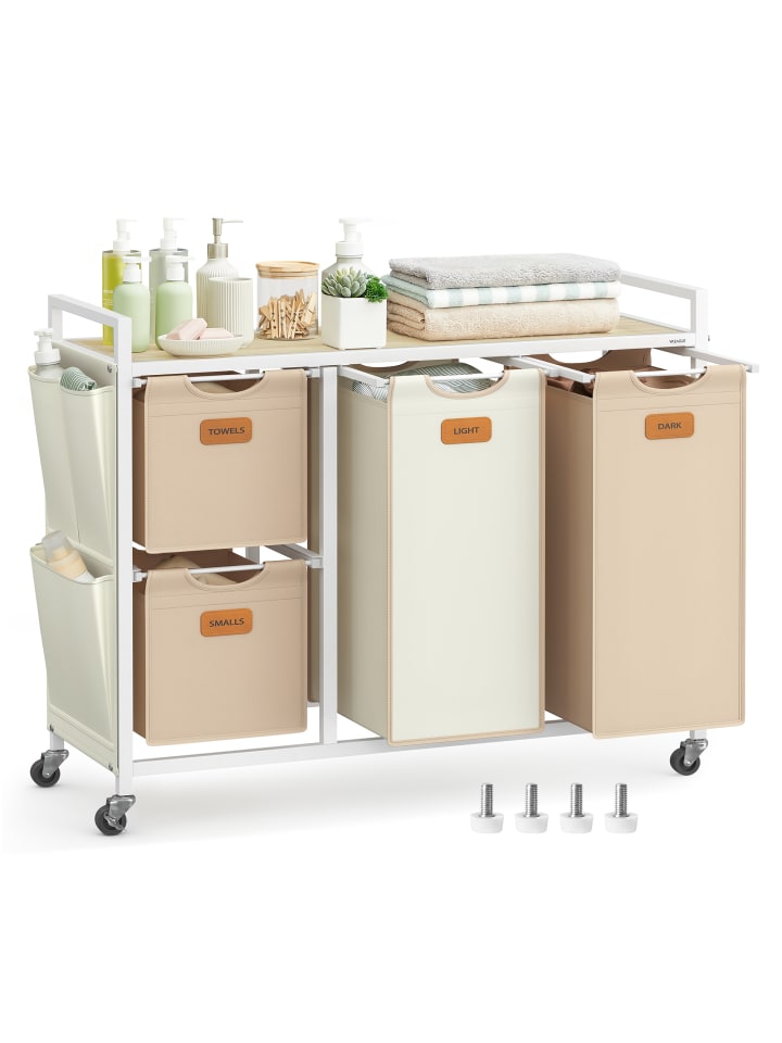 Wäschekorb Stevie in Braun-Weiß - (B)33 x (H)81 x (T)98.6 cm