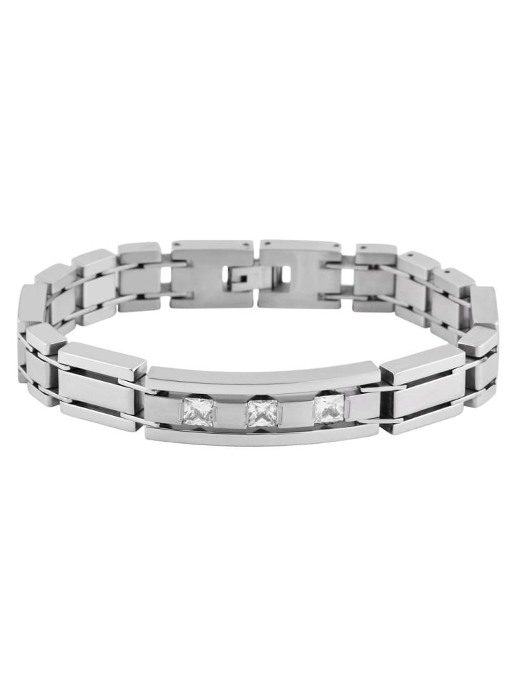 Damen Armband – Gliederarmband aus Edelstahl mit Zirkonia 21 cm in silber
