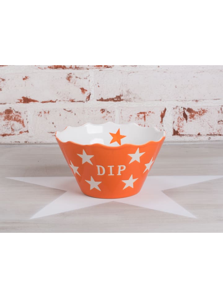 DIP Schale ORANGE mit weißen Sternen