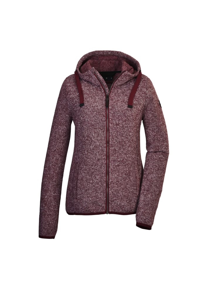 Strickfleecejacke mit Kapuze in rot