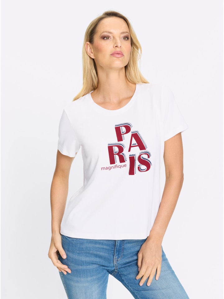 Shirt in weiß-erdbeere