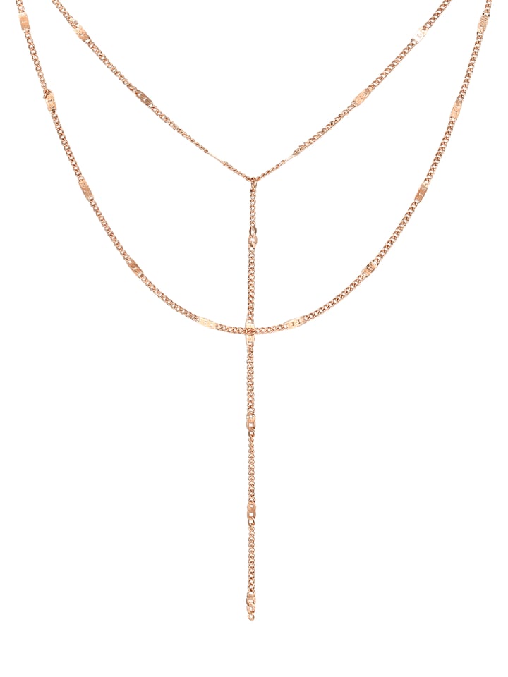 Vergold. Y Kette Doppelreihig Edelstahl in Rosegold