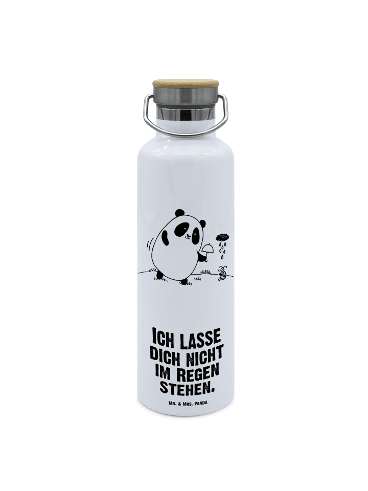 Trinkflasche Panda ZuMenschmenhalt mit Spruch in Weiß