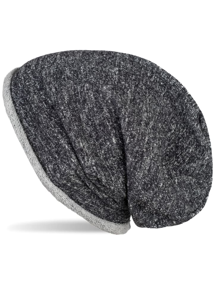 Beanie Mütze in Schwarz meliert