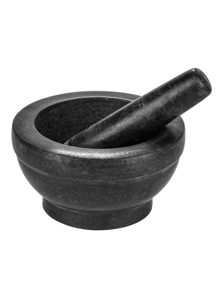 Mörser mit Stößel aus Granit - D16cm in Schwarz