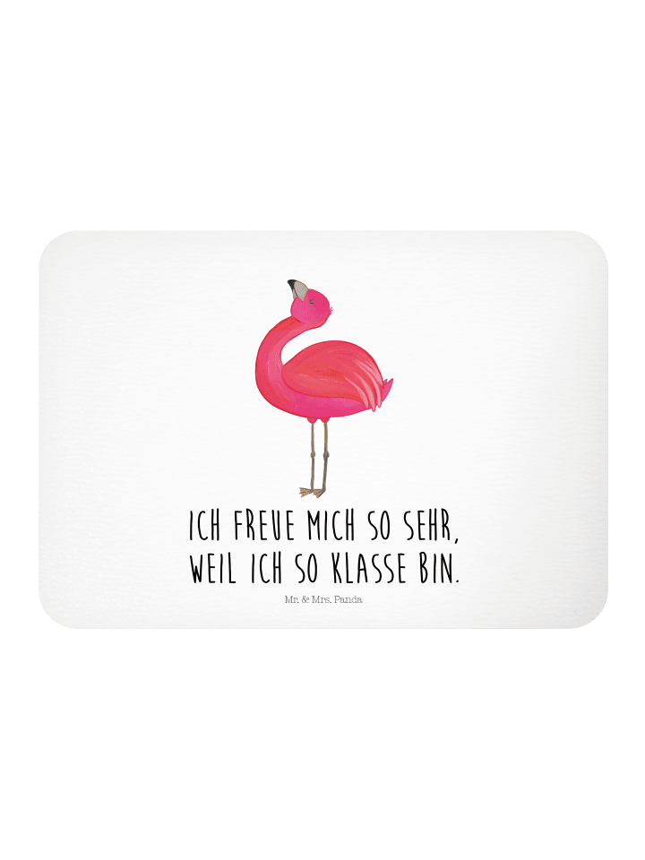 Magnet Flamingo Stolz mit Spruch in Weiß