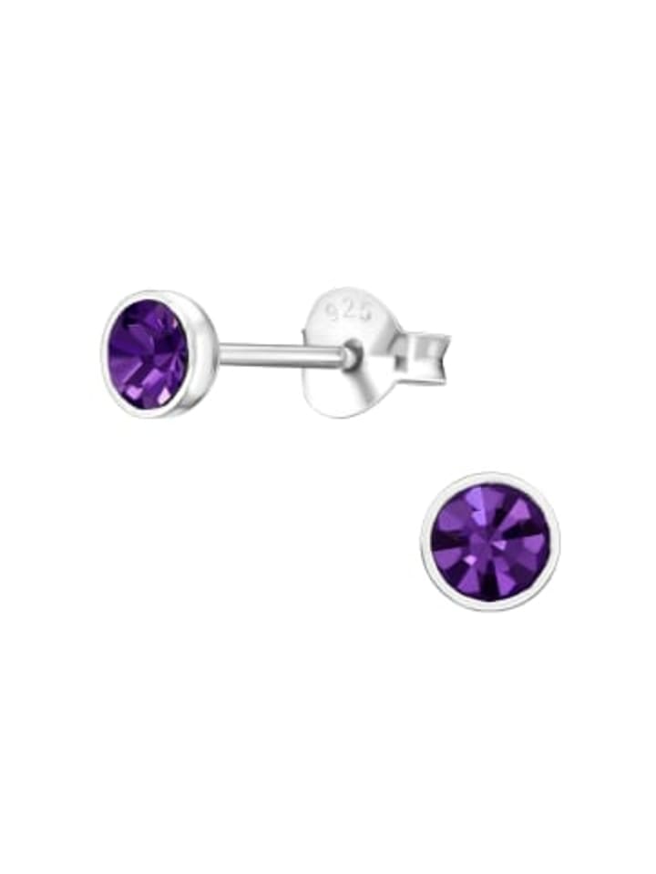Ohrringe, Ohrstecker KRISTALL amethyst in 925 Sterling Silber, 2-tlg.
