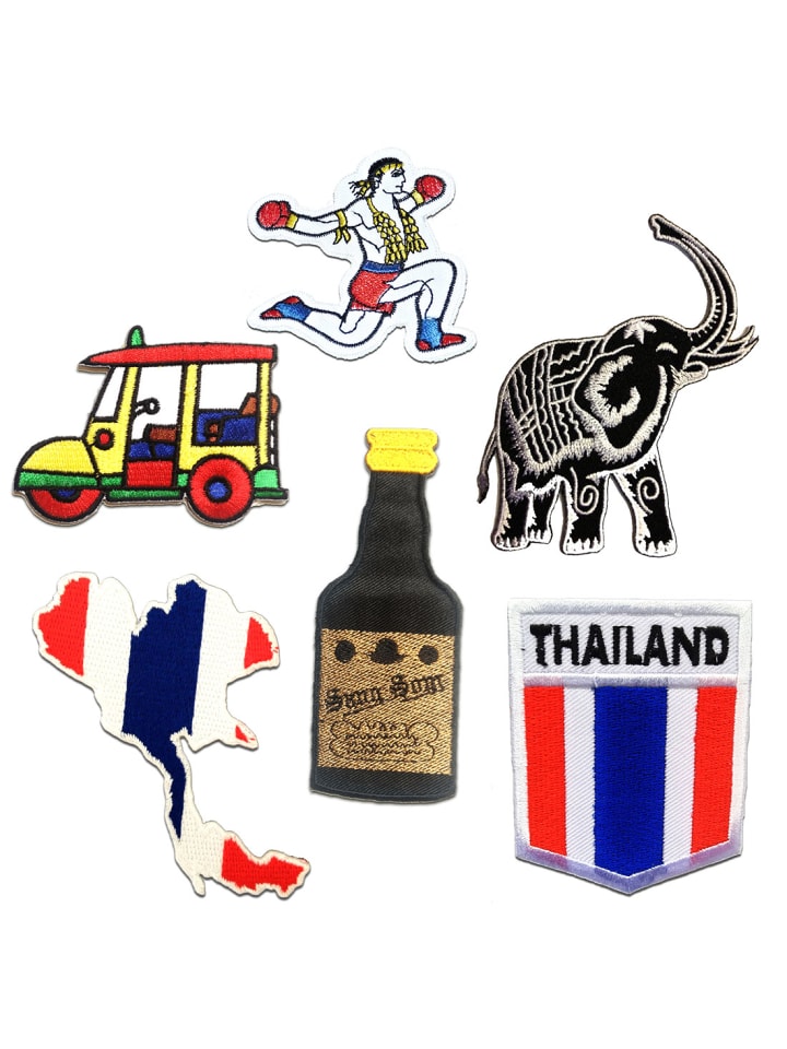 Thailand Set 6 StückApplikation Bügelbild inBunt
