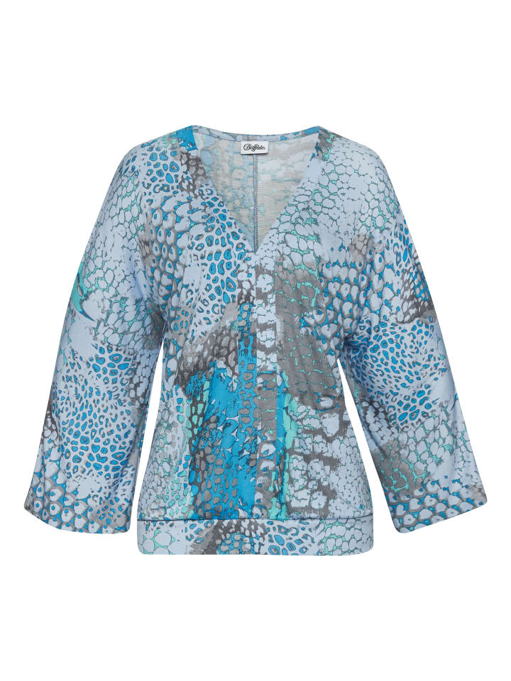 Fledermausshirt in blau bedruckt