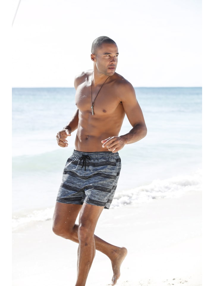 Badeshorts in schwarz-grau