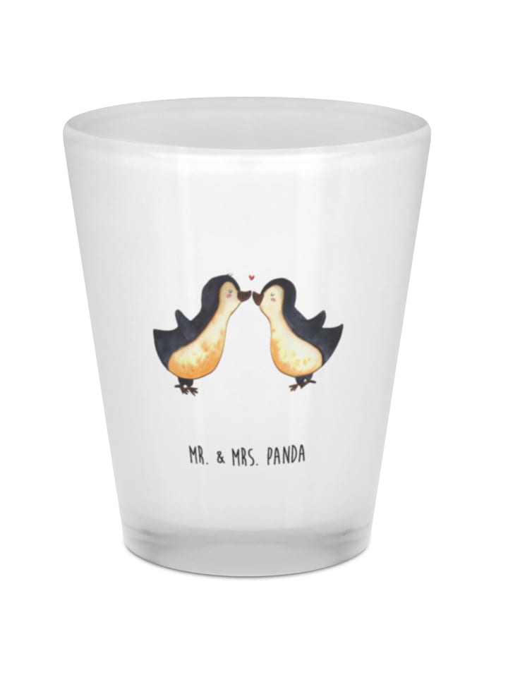 Schnapsglas Pinguine Kuss ohne Spruch in Transparent
