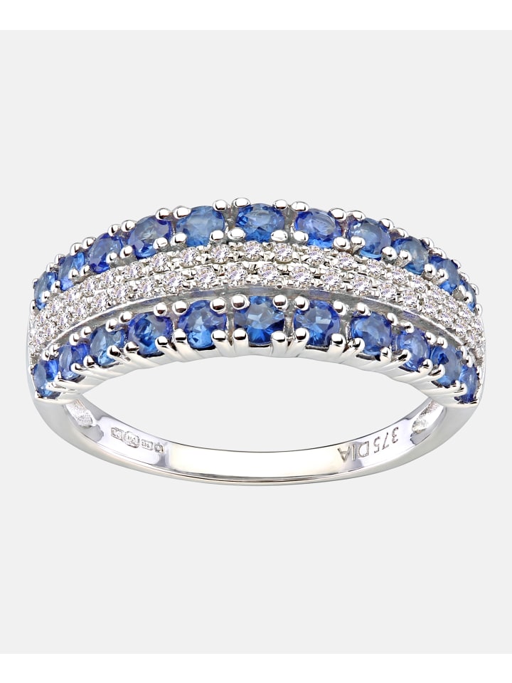Eternity-Ring aus 375 Weißgold mit Diamant mit Saphir