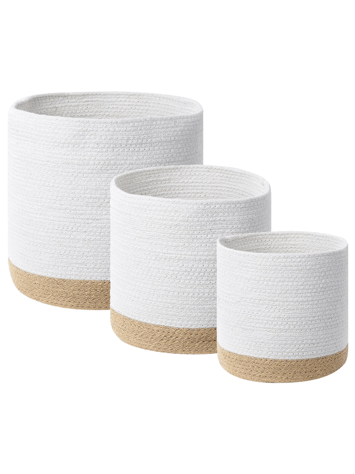 3er-Set Korb BASIMA in Beige/Weiß