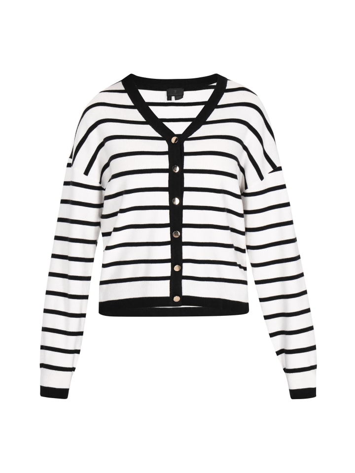 Women Cardigan in black white stripe