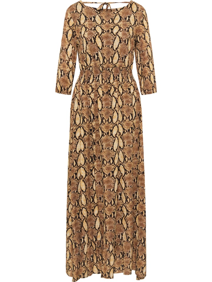 Damen Maxikleid in Beige Schlange
